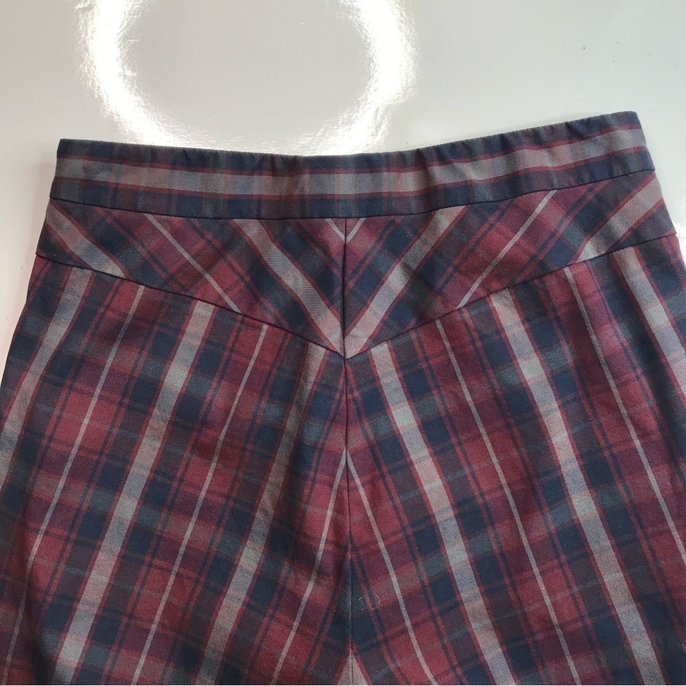 RAG & BONE Simone Burgundy Navy Grey Plaid High Rise Ankle Cropped Pants Size 4 - Picture 6 of 16